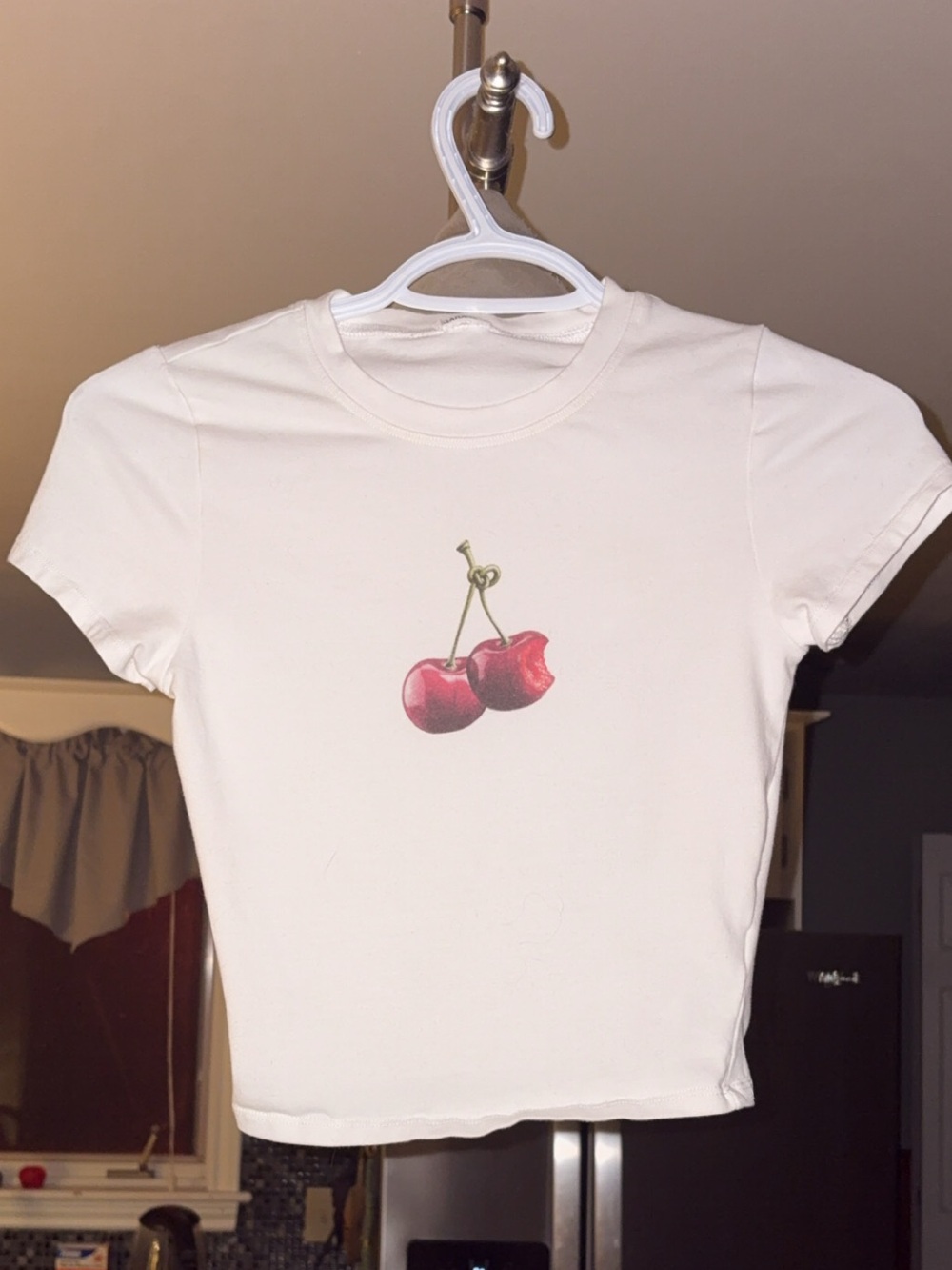 Garage White Tee with Red Cherry Graphic